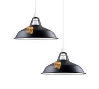 LEDSone Abat-jours industriels vintage en métal pour suspensions, styles rétro et moderne, pour plafonniers, abat-jours pour éclairage en chambre, cuisine et salle de bain, noir intérieur blanc, lot