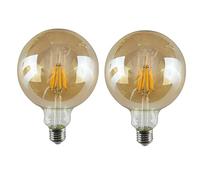 LEDSone Ampoules LED 8W Edison Vintage G125, Blanc Chaud 2200K E27, Équivalent à Ampoule Incandescente 60W, Rétro Antique Lampe Décorative, Lot de 2