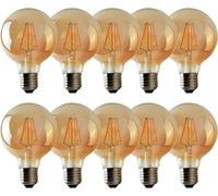 LEDSone Ampoules LED G95 E27 à intensité variable, style Edison, 4 W, culot à vis Edison, filament décoratif, verre ambré, éclairage blanc chaud 2 700 K (Paquet de 10)