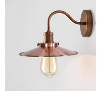 LEDSone Applique murale chromée industrielle rétro Vintage, avec bras à col de cygne, abat-jour avec abat-jour plat, raccord de support E27 (Cuivre)
