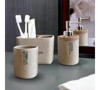 LEDSone Ensemble d'accessoires de salle de bain, 3 pièces, ensemble cadeau d'accessoires de salle de bain, distributeur de savon, porte-brosse à dents, gobelet, décoration de salle de bain moderne