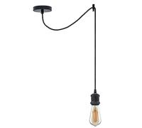 LEDSone Kit de lampe suspendue au plafond en forme d'araignée industrielle vintage, lustre réglable en tissu de 2 m, kit de lampe suspendue à 3 cœurs, douille de lampe E27 max 60 W (Noir)