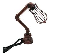 LEDSone Lampe de table de chevet vintage industrielle steampunk rouge rustique pour chambre à coucher, salle d'étude lampe de table avec cage)