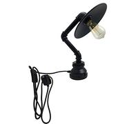 LEDSone Lampe de table en forme de pipe à eau, style vintage industriel steampunk, style rustique en cuivre brossé, idéal pour une table de chevet ou un bureau (Noir)