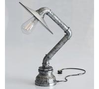 LEDSone Lampe de table en forme de pipe à eau, style vintage industriel steampunk, style rustique en cuivre brossé, idéal pour une table de chevet ou un bureau (Argent brossé)