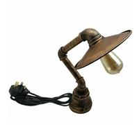 LEDSone Lampe de table en forme de pipe à eau, style vintage industriel steampunk, style rustique en cuivre brossé, idéal pour une table de chevet ou un bureau (Cuivre)