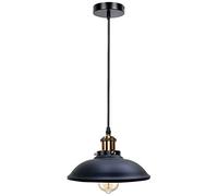 LEDSone Lampe suspendue de plafond en métal de Style ferme industrielle rétro Vintage, abat-jour rustique en métal (Noir)