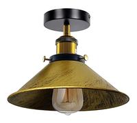 LEDSone Lampes LED d'éclairage de plafond en métal à montage encastré moderne, luminaire suspendu semi-encastré, lustre en métal, abat-jour conique de 22 cm pour hall, salon (Laiton brossé)