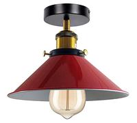LEDSone Lampes LED d'éclairage de plafond en métal à montage encastré moderne, luminaire suspendu semi-encastré, lustre en métal, abat-jour conique de 22 cm pour hall, salon (Rouge)