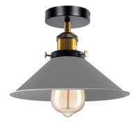 LEDSone Lampes LED d'éclairage de plafond en métal à montage encastré moderne, luminaire suspendu semi-encastré, lustre en métal, abat-jour conique de 22 cm pour hall, salon (Gris)