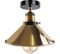 LEDSone Lampes LED d'éclairage de plafond en métal à montage encastré moderne, luminaire suspendu semi-encastré, lustre en métal, abat-jour conique de 22 cm pour hall, salon (L'or français)