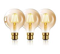 LEDSone LED Vintage Ampoule B22 Chaud Blanc 2200K LED pour lustre et plafonnier G80 4W Lot de 3