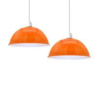LEDSONE Lot de 2 abat-jours vintage en métal à montage facile, forme dôme, 21 cm, pour salon, chambre, cuisine, salle à manger, restaurant, café (Orange (lot de 2))