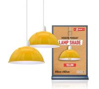 LEDSONE Lot de 2 abat-jours vintage en métal à montage facile, forme dôme, 21 cm, pour salon, chambre, cuisine, salle à manger, restaurant, café (Jaune (lot de 2))