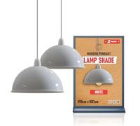 LEDSONE Lot de 2 abat-jours vintage en métal à montage facile, forme dôme, 21 cm, pour salon, chambre, cuisine, salle à manger, restaurant, café (Blanc (lot de 2))