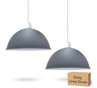 LEDSONE Lot de 2 abat-jours vintage en métal à montage facile, forme dôme, 21 cm, pour salon, chambre, cuisine, salle à manger, restaurant, café (Gris (lot de 2))