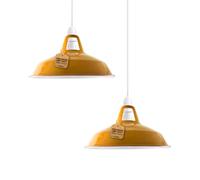 LEDSone Lot de 2 lampes en métal rétro modernes de 30 cm, abat-jours faciles à monter pour lampes suspendues industrielles vintage, cuisine, salle de bain, lampe suspendue ancienne (Jaune)