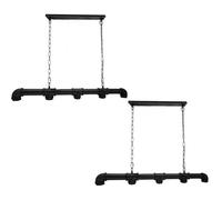 LEDSone Lot de 2 suspensions industrielles à 5 voies en métal noir vintage avec douilles E27 et chaînes réglables pour bar, cuisine, salle à manger ou loft