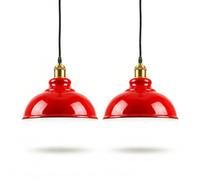 LEDSone lot de 2 suspensions vintage, 2 luminaires style industriel, plafonnier vintage lot de 2, éclairage intérieur, lampe cuisine salon salle à manger chambre, (Rouge)