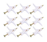 LEDSone Lot de 25 chevilles et vis pour plaques de plâtre, kit d'ancrage pour cloison sèche, tube d'expansion, ancrages en plastique, type papillon, fixation murale, couleur blanche
