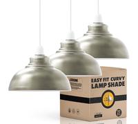 LEDSONE Lot de 3 abat-jours de plafond en métal vintage de 29 cm, forme incurvée, installation facile pour salon, chambre, cuisine, salle à manger, restaurant (Nickel satiné)