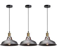 LEDSone lot de 3 suspensions vintage,luminaires style industriel, plafonnier vintage lot de 3 salle à manger chambre, blanc, 240V, Ø 300mm (Argent brossé)