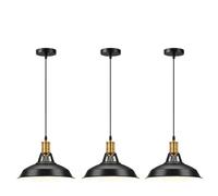LEDSone lot de 3 suspensions vintage | luminaires style industriel | plafonnier vintage lot de 3 salle à manger chambre | blanc | 240V | Ø 300mm (NOIR INTÉRIEUR BLANC)