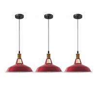 LEDSone lot de 3 suspensions vintage | luminaires style industriel | plafonnier vintage lot de 3 salle à manger chambre | blanc | 240V, Ø 300mm (ROUGE)