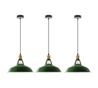 LEDSone Lot de 3 Suspensions Vintage, Luminaires Style Industriel, Plafonnier Vintage Salle à Manger Chambre, Vert, 240V, Ø 300mm, E27