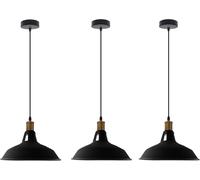 LEDSone Lot de 3 Suspensions Vintage, Luminaires Style Industriel, Plafonnier Vintage Salle à Manger Chambre, Noir, 240V, Ø 300mm