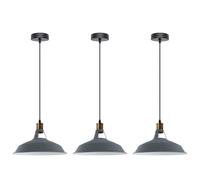 LEDSone Lot de 3 Suspensions Vintage, Luminaires Style Industriel, Plafonnier Vintage Salle à Manger Chambre, Gris, 240V, Ø 300mm, E27