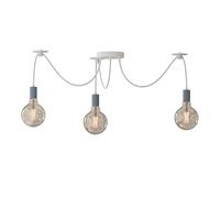 LEDSone Lustre industriel Edison à 3 têtes E27 réglable en forme d'araignée avec fixation au plafond (Gris)