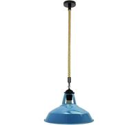 LEDSone Lustre Plafonnier Suspension, Rétro Industriel Corde De Chanvre Lustre En Métal Corde Suspension Pendant Salon Salle À Manger Bar (Bleu, Sans ampoule)