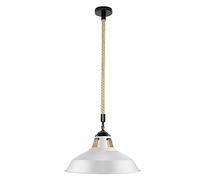 LEDSone Lustre Plafonnier Suspension, Rétro Industriel Corde De Chanvre Lustre En Métal Corde Suspension Pendant Salon Salle À Manger Bar (Blanc, Avec ampoule)
