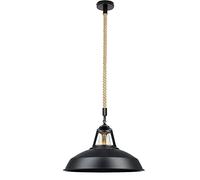 LEDSone Lustre Plafonnier Suspension, Rétro Industriel Corde De Chanvre Lustre En Métal Corde Suspension Pendant Salon Salle À Manger Bar (Noir, Avec ampoule)