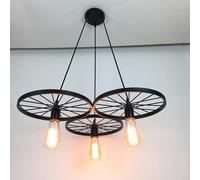 LEDSone Lustre rétro vintage à 3 lumières, plafonnier industriel, lampe à suspension en cage, lampe à roue, lumières pour bar, entrepôt, restaurant, maison et cafés (Cuivre brossé)