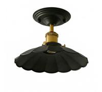 LEDSone Plafonnier industriel vintage semi-encastré en métal en forme de parapluie, noir, abat-jour pour décoration intérieure de salon, culot E27