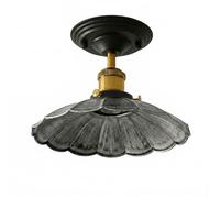 LEDSone Plafonnier industriel vintage semi-encastré en métal en forme de parapluie, plafonnier en argent brossé, abat-jour pour décoration intérieure de salon, culot E27