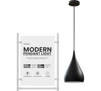 LEDSone Plafonnier moderne industriel à suspendre en forme de goutte d'eau - Design globe oculaire - Abat-jour moderne E27 UK - Noir