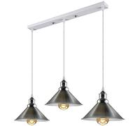 LEDSone Plafonnier vintage rétro à 3 ampoules en forme de cône en nickel satiné avec support E27
