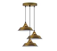 LEDSone Plafonniers Suspendus, Base Ronde à Trois têtes, Style Moderne, Abat-Jour rétro, plafonnier rétro pour Lampes suspendues industrielles Vintage, Chambre à Coucher (Laiton Jaune sans Ampoule)