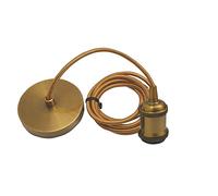 LEDSone Suspension vintage style industriel rétro E27 support en laiton jaune, flexible tressé doré, rose de plafond en laiton jaune, 1 m