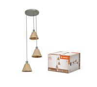 LEDVANCE à 3 lampes Decor Raffia Plate vert en raphia et métal, E27, diamètre 430 mm, abat-jour en matériau recyclé, durabgrâce à une source lumineuse remplaçable, facià installer
