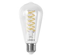 Ampoule LED LEDVANCE SMART+ WIFI, transparente, 8W, 806lm,forme Edison 64mm et culot E27, lumière blanche réglable (2700-6500K), dimmable, application ou commande vocale, durée de vie de 15 000 heures