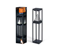 LEDVANCE Borne solaire extérieure Bluetooth SMART+, blanc chaud 3000K et couleur, utilisable sans alimentation, jusqu'à 2,5 h. d'autonomie à 100% de lumière, rechargeable avec câble USB-C IP44 noir