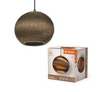 LEDVANCE Decor Cardboard Ball marron en carton ondulé, légère, E27, diamètre 260 mm, abat-jour en matériau recyclé, durabgrâce à une source lumineuse remplaçable, facià installer