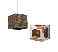 LEDVANCE Decor Cardboard Square marron en carton ondulé, légère, E27, diamètre 250 mm, abat-jour en matériau recyclé, durabgrâce à une source lumineuse remplaçable, facià installer