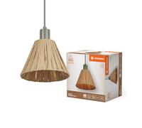 LEDVANCE Decor Raffia vert-marron en raphia et métal, E27, diamètre 200 mm, abat-jour en matériau recy urabgrâce à une source lumineuse remplaçable, facià installer