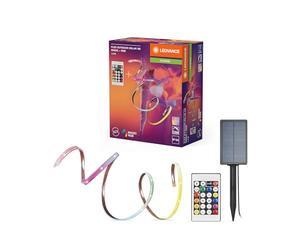 LEDVANCE FLEX Outdoor-Solar bande LED décorative multicolore pour l'extérieur avec panneau solaire avec Magic RGB ; RC ; IP44 ; dimmable ; blanc ; silicone ; 3 m ; ampoules non remplaçables