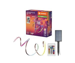 LEDVANCE FLEX Outdoor-Solar bande LED multicolore décorative pour l'extérieur avec panneau solaire avec Magic RGB ; RC ; IP44 ; dimmable ; blanc ; silicone ; 5 m ; ampoule non remplaçable